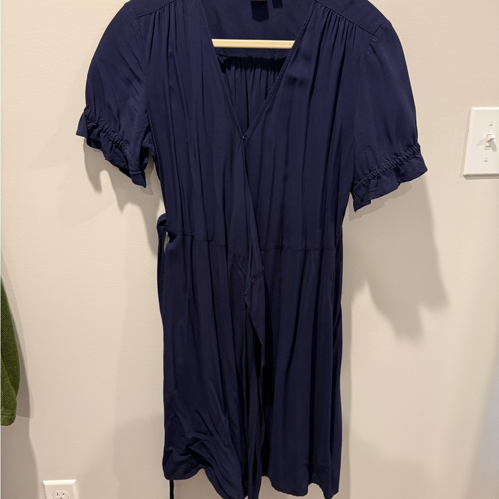 GAP Navy Short Sleeve Wrap-Style Dress